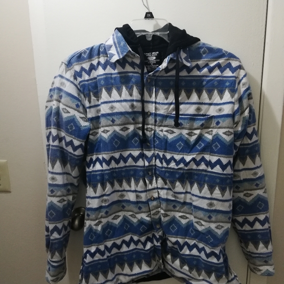 Mens flannel jacket with hood - Picture 1 of 2